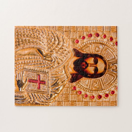 Goldene Ikone des Jesus Christus Puzzle (Horizontal)