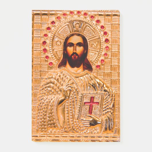 Goldene Ikone Jesu Christi Post-it Klebezettel (Vorderseite)