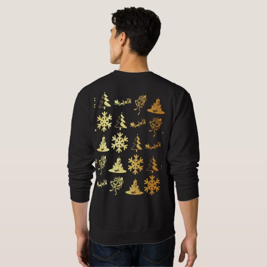 Goldene Ikonenweihnachtsstrickjacke Sweatshirt (Schwarz voll)