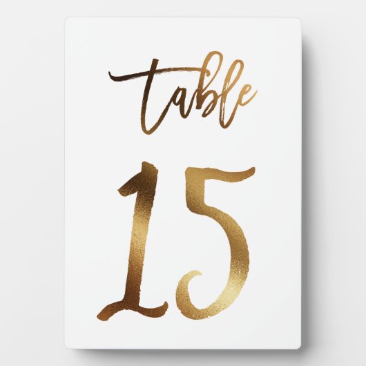 Goldene Imitate Chic Tischnummer 15 Fotoplatte (Vorderseite)