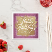 Goldene Imitate Foil Happy Holidays Lila Muster Serviette (Beispiel)