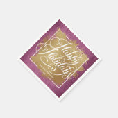 Goldene Imitate Foil Happy Holidays Lila Muster Serviette (Ecke)