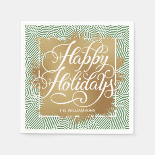 Goldene Imitate Foil Happy Holidays Modernes Green Serviette