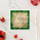 Goldene Imitate Foil Happy Holidays on Green Water Serviette (Beispiel)