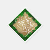 Goldene Imitate Foil Happy Holidays on Green Water Serviette (Ecke)