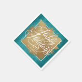 Goldene Imitate Foil Happy Holidays Türkis Muster Serviette (Ecke)