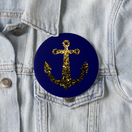Goldene Imitate funkeln Glitzer Anchor Marineblau Button (Beispiel)