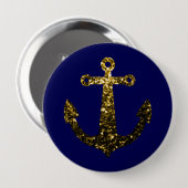 Goldene Imitate funkeln Glitzer Anchor Marineblau Button (Vorne & Hinten)