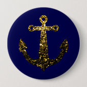 Goldene Imitate funkeln Glitzer Anchor Marineblau Button (Vorderseite)