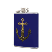 Goldene Imitate funkeln Glitzer Anchor Marineblau Flachmann (Links)