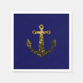 Goldene Imitate funkeln Glitzer Anchor Marineblau Serviette (Vorderseite)
