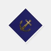 Goldene Imitate funkeln Glitzer Anchor Marineblau Serviette (Ecke)