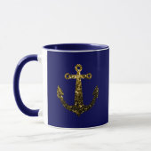 Goldene Imitate funkeln Glitzer Anchor Marineblau Tasse (Links)