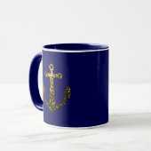Goldene Imitate funkeln Glitzer Anchor Marineblau Tasse (Vorderseite Links)