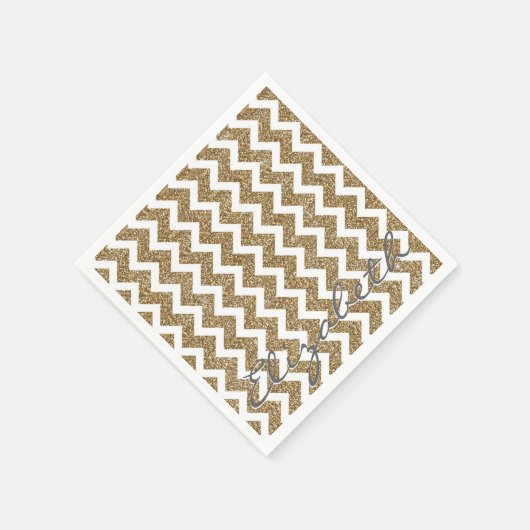 Goldene Imitate Glitzer-Effekte Serviette (Ecke)