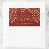 Goldene Imitate verdecken frohe Weihnachts-Holly-Z Rechteckiger Aufkleber (Tasche)