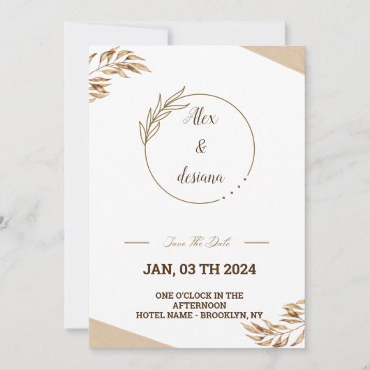 Goldene Imitation Einladung (Vorderseite)