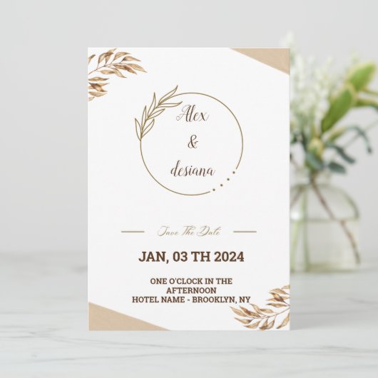 Goldene Imitation Einladung (Stehend Vorderseite)