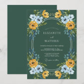 Goldene Immergrün-Bemalte Hochzeit Einladung (Vorne/Hinten)
