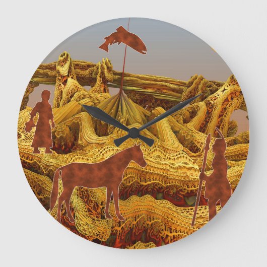 Goldene Indianer Große Wanduhr (Vorderseite)