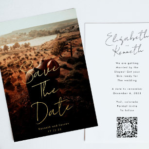 Goldene individuelle QR-Code-Foto-Hochzeitseinladu Folieneinladung