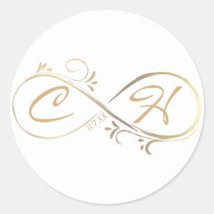 Goldene Infinity Glam Moderne Minimal Hochzeit Runder Aufkleber