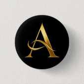 Goldene Initiale A Minimalistisches Design Button (Vorderseite)