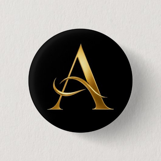 Goldene Initiale A Minimalistisches Design Button (Vorderseite)