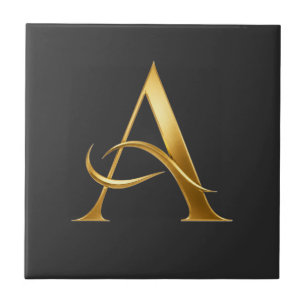 Goldene Initiale A Minimalistisches Design Fliese