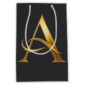 Goldene Initiale A Minimalistisches Design Mittlere Geschenktüte (Vorderseite)