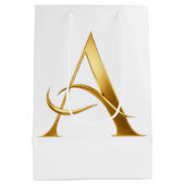 Goldene Initiale A Minimalistisches Design Mittlere Geschenktüte (Rückseite)