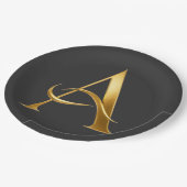 Goldene Initiale A Minimalistisches Design Pappteller (Schrägansicht)