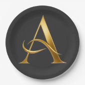 Goldene Initiale A Minimalistisches Design Pappteller (Vorderseite)