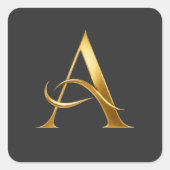Goldene Initiale A Minimalistisches Design Quadratischer Aufkleber (Vorderseite)