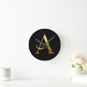 Goldene Initiale A Minimalistisches Design Runde Wanduhr (Zuhause)