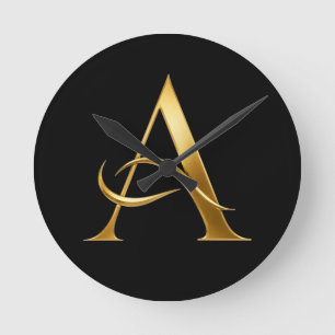 Goldene Initiale A Minimalistisches Design Runde Wanduhr