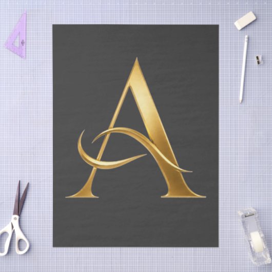 Goldene Initiale A Minimalistisches Design Seidenpapier (Basteln)