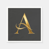 Goldene Initiale A Minimalistisches Design Serviette (Vorderseite)