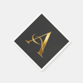 Goldene Initiale A Minimalistisches Design Serviette (Ecke)