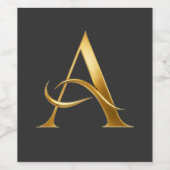 Goldene Initiale A Minimalistisches Design Weinetikett (Einzelnes Label)