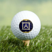 Goldene Initiale A mit blauem Glitter-Monogramm Golfball (Insitu T-Shirt)