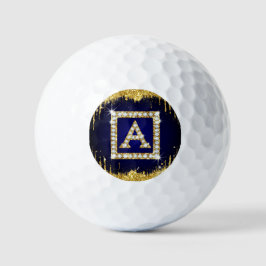Goldene Initiale A mit blauem Glitter-Monogramm Golfball