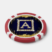 Goldene Initiale A mit blauem Glitter-Monogramm Pokerchips (Einzeln)