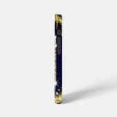 Goldene Initiale A mit blauem Glitterdruck iPhone Hülle (Linke Seite)