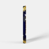 Goldene Initiale A mit blauem Glitterdruck iPhone Hülle (Rechte Seite)