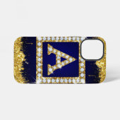 Goldene Initiale A mit blauem Glitterdruck iPhone Hülle (Rückseite (Horizontal))