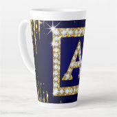 Goldene Initiale A mit blauem Glitterdruck Milchtasse (Linke Ecke)