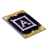 Goldene Initiale A mit blauem Glitterdruck Notizblock (Rechte Seite)