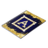 Goldene Initiale A mit blauem Glitterdruck Notizblock (Linke Seite)
