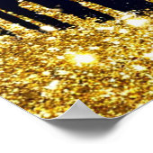 Goldene Initiale A mit blauem Glitterdruck Poster (Ecke)